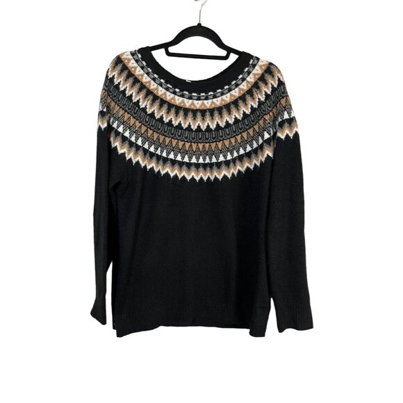Talbots Sweaters - Talbots Black and Cream Patterned Sweater xl